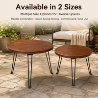 Table pliante ronde en bois grainé, table d'appoint pliable, portable, gain de place, pieds en métal, petite table pour balcon, camping, maison