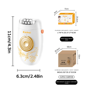Épilateur électrique Kemei Km-3077 3 en 1, 5600 tr/min, 2 vitesses, lame en acier inoxydable, 450 mAh, rasoir pour poils du corps, outil de nettoyage du visage, ensemble complet - Product Image 2