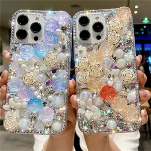 Popular Colorful Handmade Diamond Phone Case Cover For iphone 15 Pro Rhinestones Women Case for iPhone 15 14 13