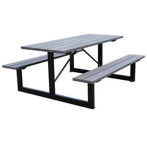 Đồ Nội Thất Ngoài Trời Thương Mại 6 Chân Bằng Gỗ Dã Ngoại Bàn Ăn Đồ Nội Thất Sân Vườn Đặt Bên Ngoài Patio Bàn Cà Phê Với Băng Ghế Dự Bị - Product Image 1