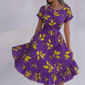 Vestido Midi Escalonado Otoño 2025 - Estampado Botánico y Escote Tipo Resort |   Transición de Temporada en el Núcleo Costero - Product Image 5