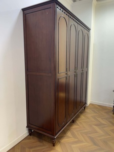 <span class=keywords><strong>Armario</strong></span> de Madera Maciza de Caoba Estilo Americano Vintage de 4 Puertas, <span class=keywords><strong>Armario</strong></span> de Almacenamiento de Ropa para Dormitorio - Product Image 4