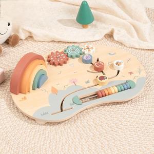 Giocattoli Montessori <span class=keywords><strong>in</strong></span> <span class=keywords><strong>Legno</strong></span>, Tavola Sensoriale con Attività, Labirinto di Perline per Abbinamento Forme, Gioco Educativo Montessori per Bambini - Product Image 2