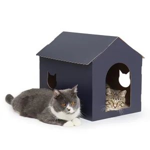 Cardboard Cat House With Scratch Pad Cat Scratcher For Indoor Cats Cat Gifts For Cats