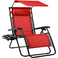 Chaise longue pliante zéro gravité pour l'extérieur, inclinable, avec auvent réglable, plateau d'accessoires latéraux pour appui-tête, rose