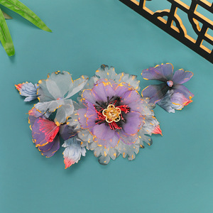 25 Horquillas Originales de Alta Gama Estilo Hada, con Degradado Morado y Detalles Dorados, para Peinados Hanfu y Estilo Tang, con Diseño de Flor Ondulada - Product Image 4