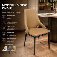 Ensemble de salle à manger ergonomique rembourré, dossier incurvé minimaliste, coussin de siège en mousse souple, pieds en métal noir pour une utilisation moderne dans un café