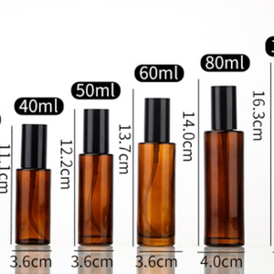 Botellas de Vidrio Ámbar con Bomba, Botellas de Spray Recargables con Hombro Plano para Suero, Aceite Esencial, Perfume, Loción, 30ml, 50ml, 80ml, 100ml - Product Image 5