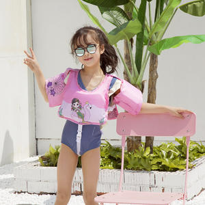 Chaleco de natación para niños con brazaletes, traje de flotación para niños, diseño de dibujos animados, material de poliéster, equipo de seguridad acuática - Product Image 1