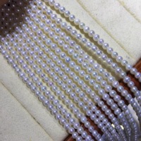 Perles d'eau douce rondes de qualité AA, couleur naturelle, blanc agréable, 3-4 mm, haute brillance, pour la fabrication de bijoux