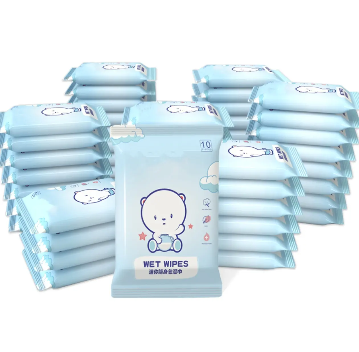 Küçük ekstra büyük kapasiteli bebek ıslak mendiller 180 adet tek kullanımlık hipoalerjenik yumuşak nazik temizlik güzel koku yapılmış kağıt
