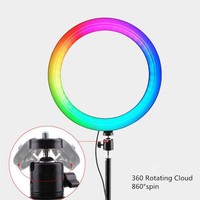 Anneau Lumineux Selfie LED RGB Professionnel de 18 Pouces avec Trépied de 1,6m ou 2,1m pour Maquillage, Photographie, Studio Portable et Caméra Vidéo