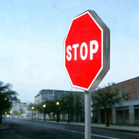 Panneau de signalisation routière octogonal en aluminium éclairé, panneau de sécurité routière, panneau d'avertissement routier extérieur imperméable