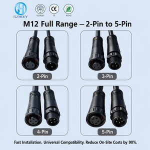 Connecteurs M12 mâles et femelles étanches IP67 personnalisés pour panneaux LED, enseignes au néon, panneaux solaires, applications d'ingénierie moto - Product Image 4