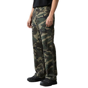 <span class=keywords><strong>Pantalon</strong></span> cargo camouflage pour homme TOPSHOW, style streetwear, 100% coton, toile de canard lavée, taille haute, ample, jambe large - Product Image 4