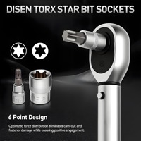 Jeu de douilles Torx et E-Torx Elehand OEM 34 pièces, embouts de sécurité anti-effraction 1/2 et 1/4, acier CRV, dans une boîte bleue