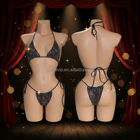 S573 Sexy femmes extrême Mini Micro Bikini brillant coloré diamant strass pôle danse Costume porter