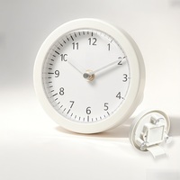 Jam Kamar Mandi Sederhana dengan Penghisap Vakum Tahan Air, Timer Dapur, Jam Mini Dinding Senyap untuk Kamar Mandi dan Dapur
