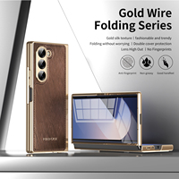 Étui de téléphone avec design en fil doré pour Samsung Z Fold 6 5 4 3 avec film trempé pour écran, coque de téléphone électro-plaquée pour Z Fold 6