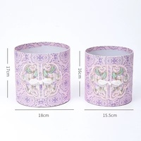 Boîte d'emballage cadeau décorative de forme ronde avec couvercle, poignée en ruban, trois tailles, durable, portable, pliable, réutilisable