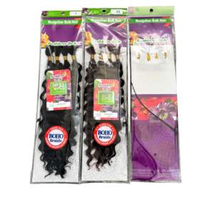 4x 20 pouces Tresses au crochet Afro Boho, Cheveux bouclés en vrac à ondulations profondes, Effet mouillé et ondulé, Extensions de cheveux synthétiques à tresser style bohème - Product Image 4