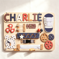Tableau d'activités Montessori personnalisé en bois pour tout-petits, jouet sensoriel avec horloge, engrenages, lacets, fermetures éclair et loquets, cadeau pour la motricité fine