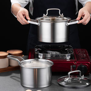 Ensemble de casseroles modernes en métal antiadhésif écologique Tornado Happy <span class=keywords><strong>Baron</strong></span>, renforcé par des rivets, 8 pièces, en acier inoxydable, avec couvercles en verre, passe au lave-vaisselle - Product Image 5