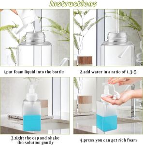 Botella Dispensadora Cuadrada de PETG Rosa de 450 ml con Bomba de Espuma para Jabón Líquido - Product Image 3
