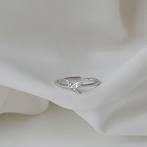 Origami Crane Ring 925 Sterling Silver Adjustable Women's Jewelry Gift Geometric Design Index Finger - Product Image 1