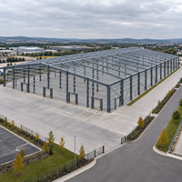 Bâtiment métallique préfabriqué EN S355 multi-voûtes pour entrepôt, atelier, bureau, avec panneaux en laine minérale