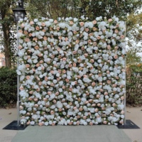 Vente directe d'usine Dkb, arrangement floral mural blanc, rose en soie, gypsophile, tissu en toile 8x8, fleurs en tissu pour décoration de mariage