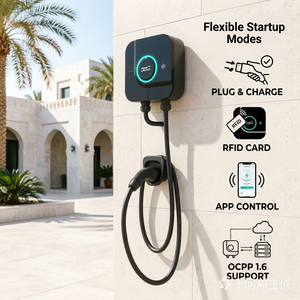 กล่องชาร์จไฟรถยนต์ไฟฟ้าอัจฉริยะ New Stellar 22kW 32A รุ่น Wallbox Case C IP65 พร้อมระบบปรับสมดุลโหลดแบบไดนามิก (DLB) หัวปลั๊ก Type2 สีดำ สำหรับรถยนต์ <span class=keywords><strong>Tesla</strong></span> - Product Image 3