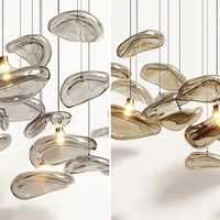 Lustre LED circulaire suspendu en fer et verre pour salon minimaliste, restaurant, couloir, ambiance artistique et design transfrontalier