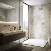 Kit de panneaux muraux SPC modernes pour rénovation complète de salle de bain, ignifuges, étanches, avec design graphique, écologiques, garantie 5 ans
