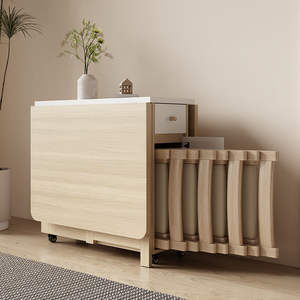 Moderno Juego de Comedor Sólido Estilo Crema para Apartamento Pequeño Combinación Sencilla de Sillas Retráctiles Multifuncionales y Móviles - Product Image 1