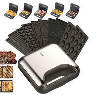 Machine à sandwich électrique 3 en 1, grille détachable en acier inoxydable, grille-pain pour le petit-déjeuner, machine à gaufres