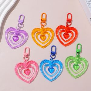 Sweet Acrylic Heart-shaped Pendant Keychain for Girls, Mobile Phone Hanger, Bag <b>Accessory</b>, Pendant for Bags - Product Image 5