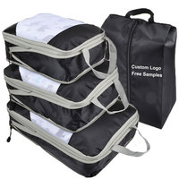 Cubes de compression de voyage en nylon 2025, ensemble de 4 pièces, organisateur de bagages imperméable, sac adapté au logo personnalisé