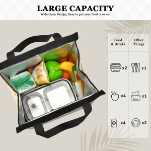 Custom Print Yellow Palaka Hawaii Puakenikeni Flower Lunch Box Reusable Lunch Tote Bags Leakproof Portable Cooler Bag for Women - Product Image 5