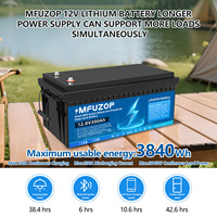 EU USA Stock Livraison gratuite 12V 300Ah LiFePo4 batterie RV bateau moteur onduleur BMS 12V 300Ah chargeur batterie Lithium-ion