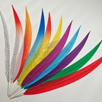 Plumes de faisan argentées artificielles bicolores de 65 cm, longues plumes pour costumes de carnaval, festival, décorations de samba, fausses plumes