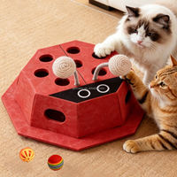 Jouet d'enrichissement interactif pour chat en forme de coccinelle, résistant aux griffures, en feutre, avec 2 balles