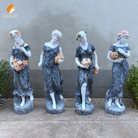Estatua de la Diosa de las Cuatro Estaciones de Mármol Colorido de Tamaño Real MILY, Escultura de Estilo Europeo Tallada a Mano para Jardín o Parque al Aire Libre