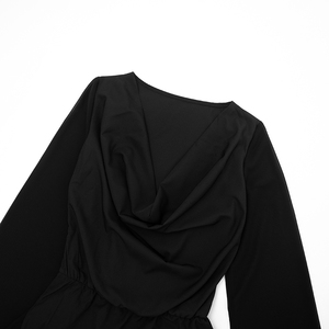 Viviblook D25DS425 robes pour femmes automne nouveau Floral cravate teinture imprimé col oscillant manches longues cloche Mini robe - Product Image 5