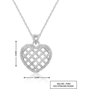 Collar con Colgante de Corazón Jewelspaark, 0.75 Cttw, Diamante Blanco Natural, Corte Redondo, Chapado en Rodio, Plata de Ley 925, Moderno para Mujer - Product Image 2