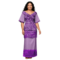 Ensemble 2 pièces Puletasi Samoan personnalisé pour femme, imprimé floral polynésien, style hawaïen, avec châles et manches courtes