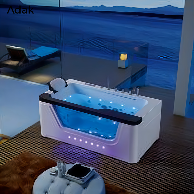 Whirlpool Acrylic Rectangle Spa Soaking Massage Bathtub Modern Portable Corner Bathroom Hotel Use Faucet Included 16 Jets