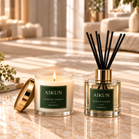 AIKUN Ensemble diffuseur à bâtonnets en rotin naturel sans flamme, parfum d'une journée, longue durée, logo gravé, vente en gros