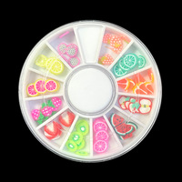 SunelPort Nagelkunst Ornamenten Cartoon Jelly Resin Zachte Keramiek Gesneden Fruit 5mm 12-vakjes Draaiplateau DIY Fruitplakjes Kerstmis