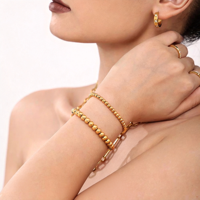 Bracelet en acier inoxydable 4 mm à perles, plaqué or PVD, style géométrique, bijoux fantaisie pour femme, vente en gros